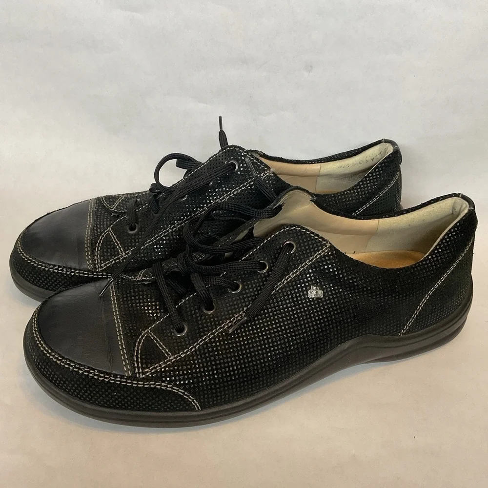 Finn Comfort Soho Comfort Sneakers Black Leather Women's Size 42/11-11.5